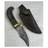 Damascus Steel Fixed Blade Knife w/ Sheath