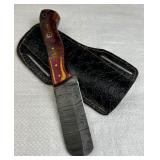 Damascus Steel Fixed Blade Knife w/ Sheath