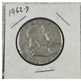 1962-D Franklin Silver Half Dollar, US 90% Coin
