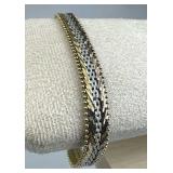 925 Silver Italy Vtg Gold Tone Chevron Link Bracel