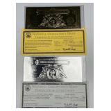 2001 Silver & Gold Leaf Large $2 Notes w/ COAs