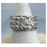 925 Silver Beaded Scrollwork Band Ring