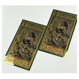 (2) 1 Goldbacks Arizona 1/1000th 24K Gold