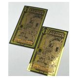 (2) 1 Goldbacks New Hamp. 1/1000th 24K Gold