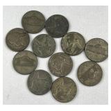 (11) Silver War Nickels, 35% WWII Era, Mixed
