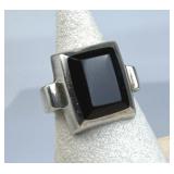 925 Silver Vtg. Taxco Rectangular Black Onyx Chunk