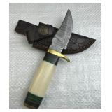 Damascus Steel Fixed Blade Knife w/ Sheath