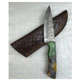 Damascus Steel Fixed Blade Knife w/ Sheath