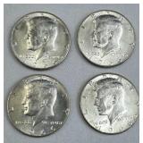 (4) 1966 JFK 40% Silver Half Dollars, BU