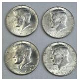 (4) 1966 JFK 40% Silver Half Dollars, BU