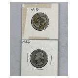 (2) 1936 Silver Washington Quarter, US 90%