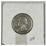 1941 Silver Washington Quarter, US 90% Coin