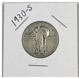 1930-S Standing Liberty Silver Quarter, US 90%