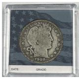 1908-O Barber Silver Half Dollar, US 90% Coin