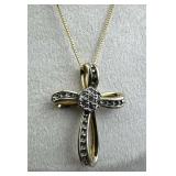 925 Silver Ribbon-Style Center Accent Diamond Cros