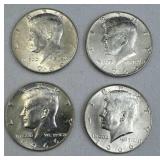 (4) 1966 JFK 40% Silver Half Dollars, BU