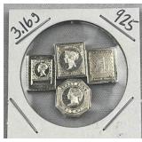 3.16g Vtg. Sterling Silver Stamp Art Bars .925