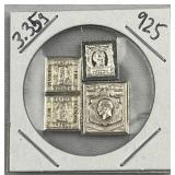 3.35g Vtg. Sterling Silver Stamp Art Bars .925