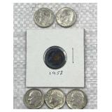 (6) 1946-64 Silver Era Roosevelt Dimes, US 90%