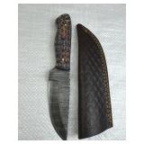 Damascus Steel Fixed Blade Knife w/ Sheath