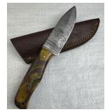 Damascus Steel Fixed Blade Knife w/ Sheath