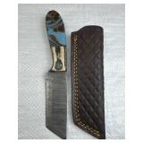 Damascus Steel Fixed Blade Knife w/ Sheath