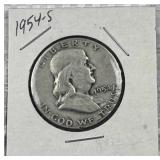 1954-S Franklin Silver Half Dollar, US 90% Coin
