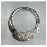 999 Pure Silver Vtg Textured Shimmering Dome Band
