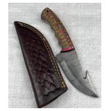 Damascus Steel Fixed Blade Knife w/ Sheath