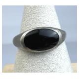 925 Silver Vintage Oval Black Stone Ring