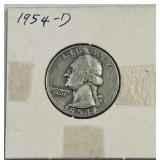 1954-D Silver Washington Quarter, US 90% Coin