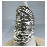 925 Silver Long Multi-Row Abstract Ring