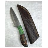 Damascus Steel Fixed Blade Knife w/ Sheath