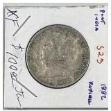 1882 Portugese India Silver Rupee Coin, XF+