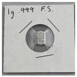1g Silver Bar, Valcambi Suisse .999