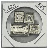 3.62g Vtg. Sterling Silver Stamp Art Bars .925