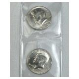 (2) 1966 JFK 40% Silver Half Dollars, BU