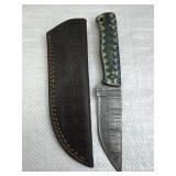 Damascus Steel Fixed Blade Knife w/ Sheath