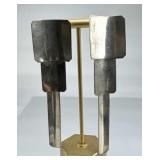 925 Silver Long Segmented 3 Panel Dangle Post Earr