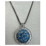 925 Silver White Topaz Baguette & Blue Zirconia Pe