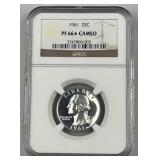 1961 Proof Silver Washington 25c, NGC PF66STAR