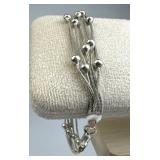 925 Silver Multi-Chain Ball Bead Bracelet