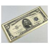 1953A Crisp Uncirculated $5 Blue Seal Silver Cert