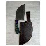 Lg Damascus Steel Chopper Blade Knife w/ Sheath