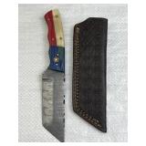 Damascus Steel Fixed Blade Knife w/ Sheath