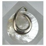 925 Silver Mother of Pearl Disc, Spiral Overlay