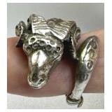 925 Silver Vtg Rams Head Aries Zodiac Ring (Adj)
