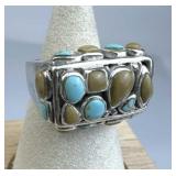 925 Silver Mother of Pearl &Turquoise Rectangular