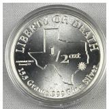 1/2oz Silver Liberty or Death .999 TX Round