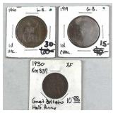 2 Great Britain Pennies +1/2 Penny, Quality